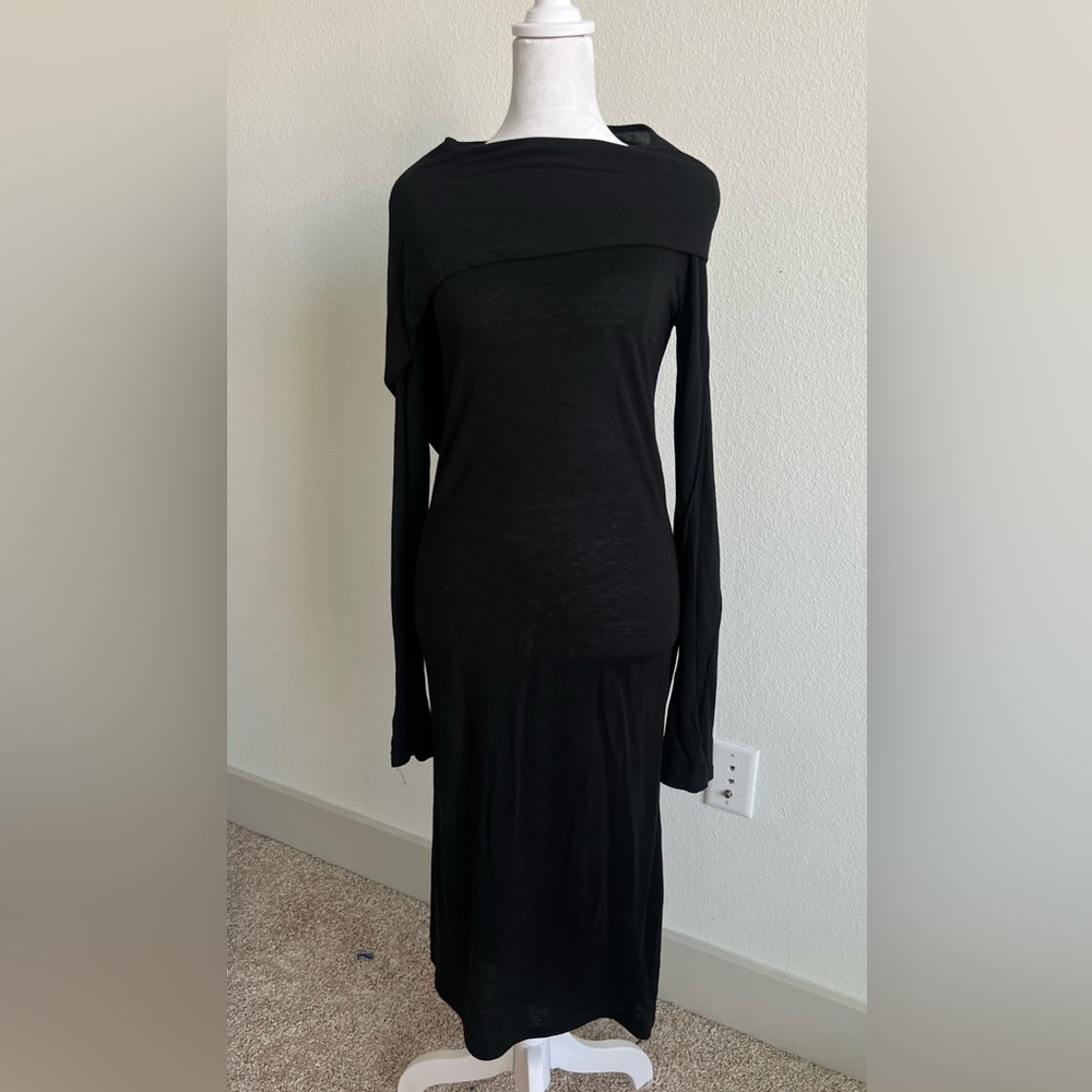 Ann Demeulemeester Black Wool blend Long Sleeve Dress